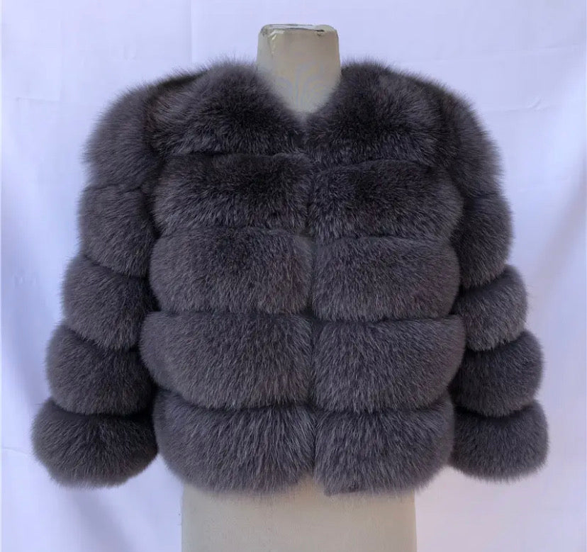 4 Roll Real Fox Fur Coat