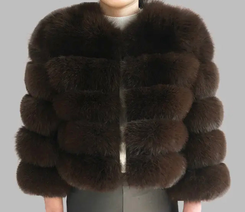 4 Roll Real Fox Fur Coat