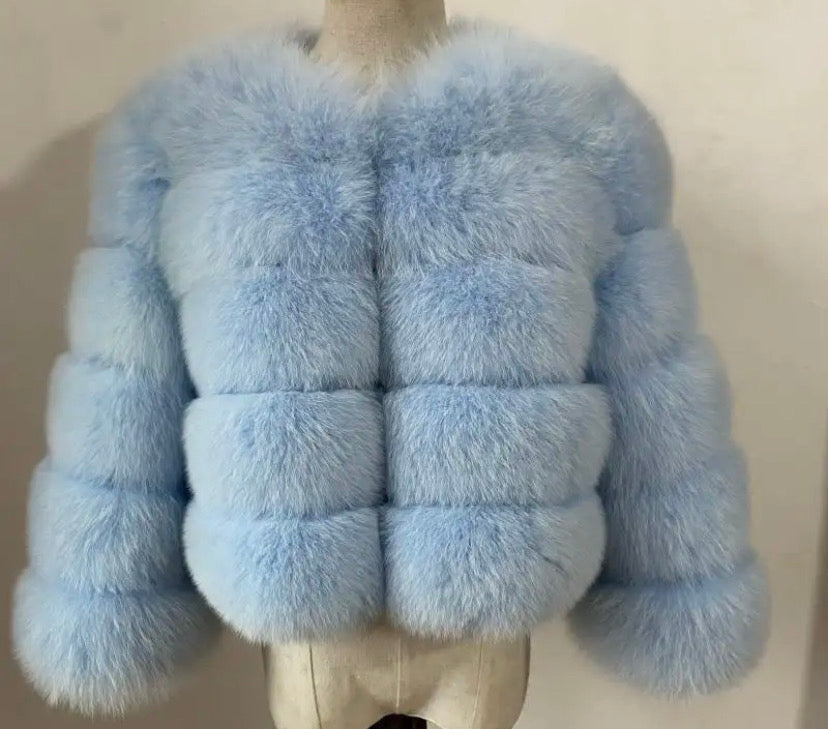 4 Roll Real Fox Fur Coat
