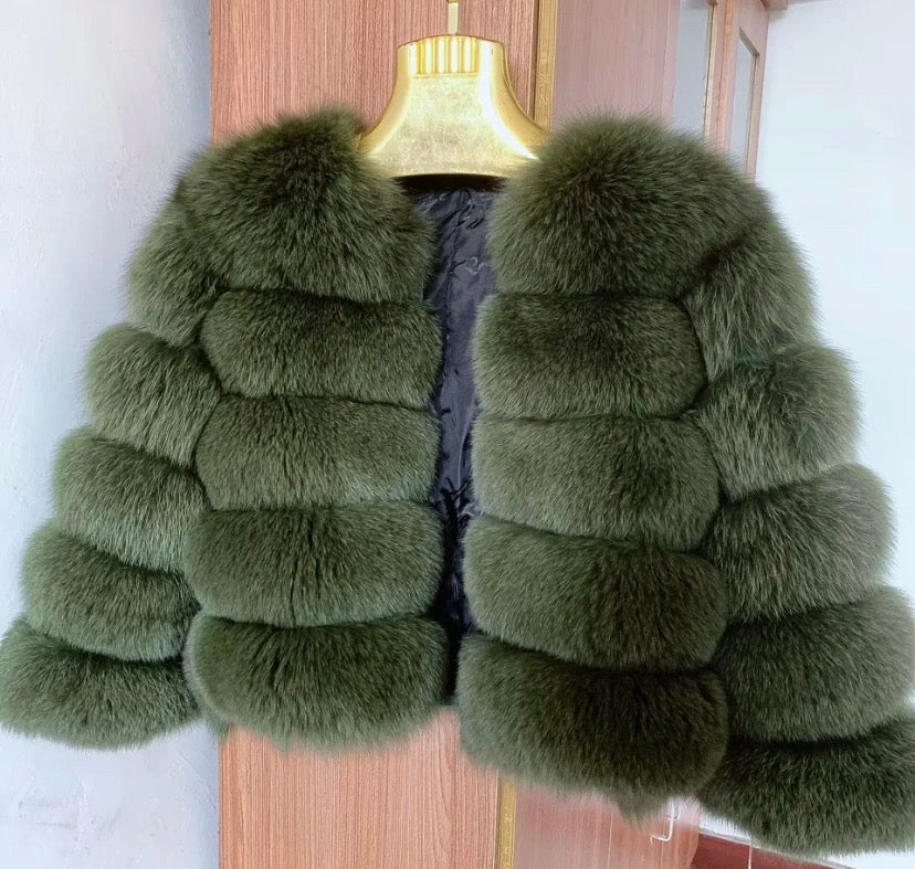 4 Roll Real Fox Fur Coat