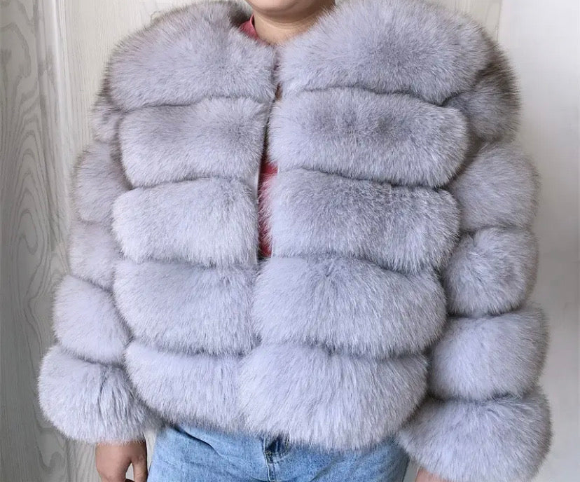 4 Roll Real Fox Fur Coat