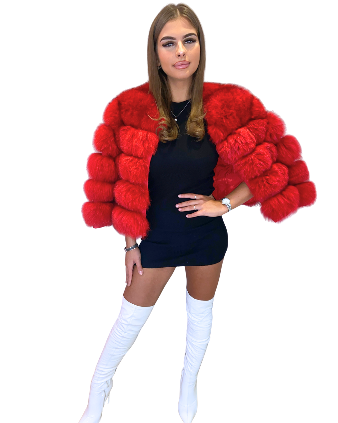 4 Roll Real Fox Fur Coat