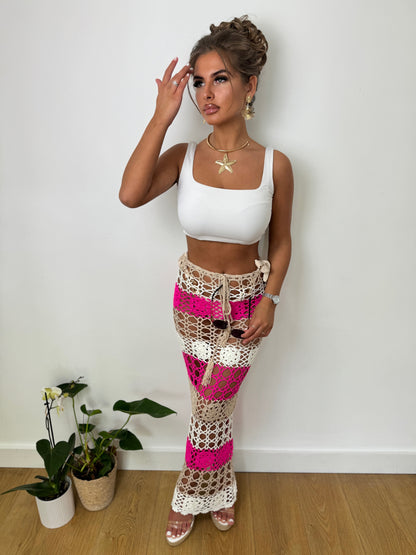 "IBIZA" Pink Crochet Skirt